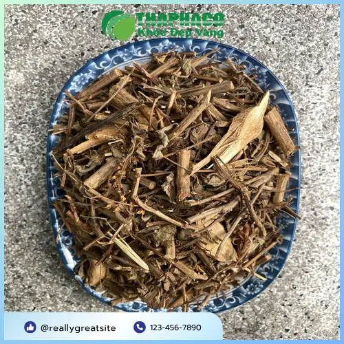 Cận cảnh lá hương nhu sấy khô của Noni Tấn Phát