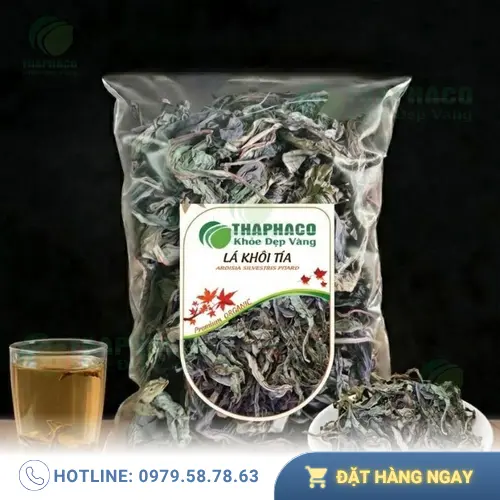 Lá khôi tía khô dùng để pha trà chữa đau dạ dày