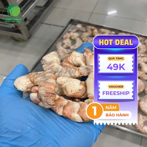 Đóng gói tôm sú sấy thăng hoa đạt chuẩn chất lượng